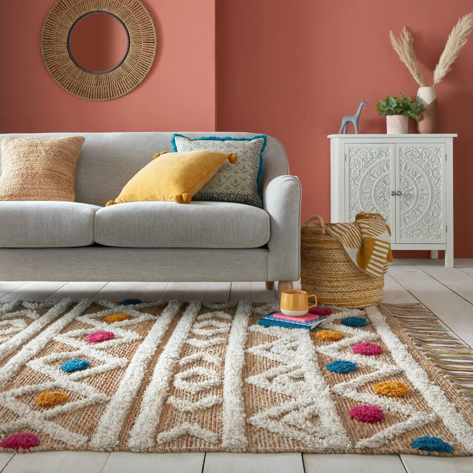 Azami Jute Blend Rug Brown/Blue/White