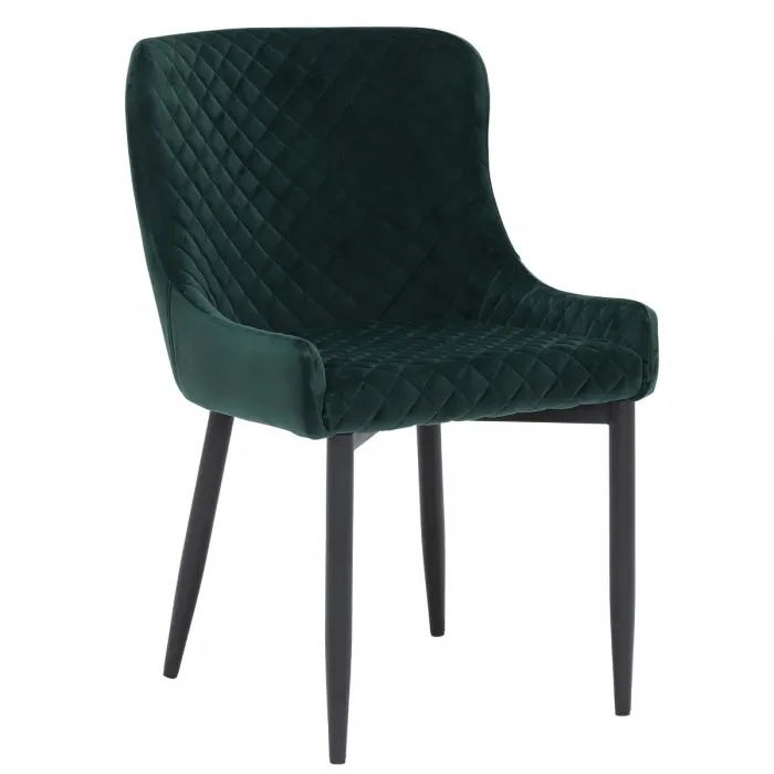 Quilted Fabric Dining Armchair - Green - Velvet - W53 x D60 x H82cm - Barker & Stonehouse