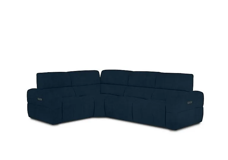 Cube Fabric Power Recliner Left Hand Facing Corner Sofa with Power Headrests - Opulence Royal