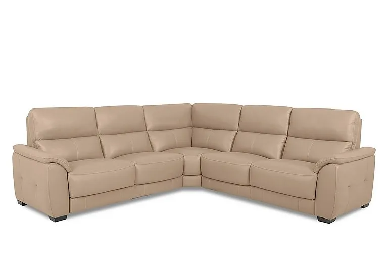 Saffron Large Leather Corner Sofa - BV Pebble