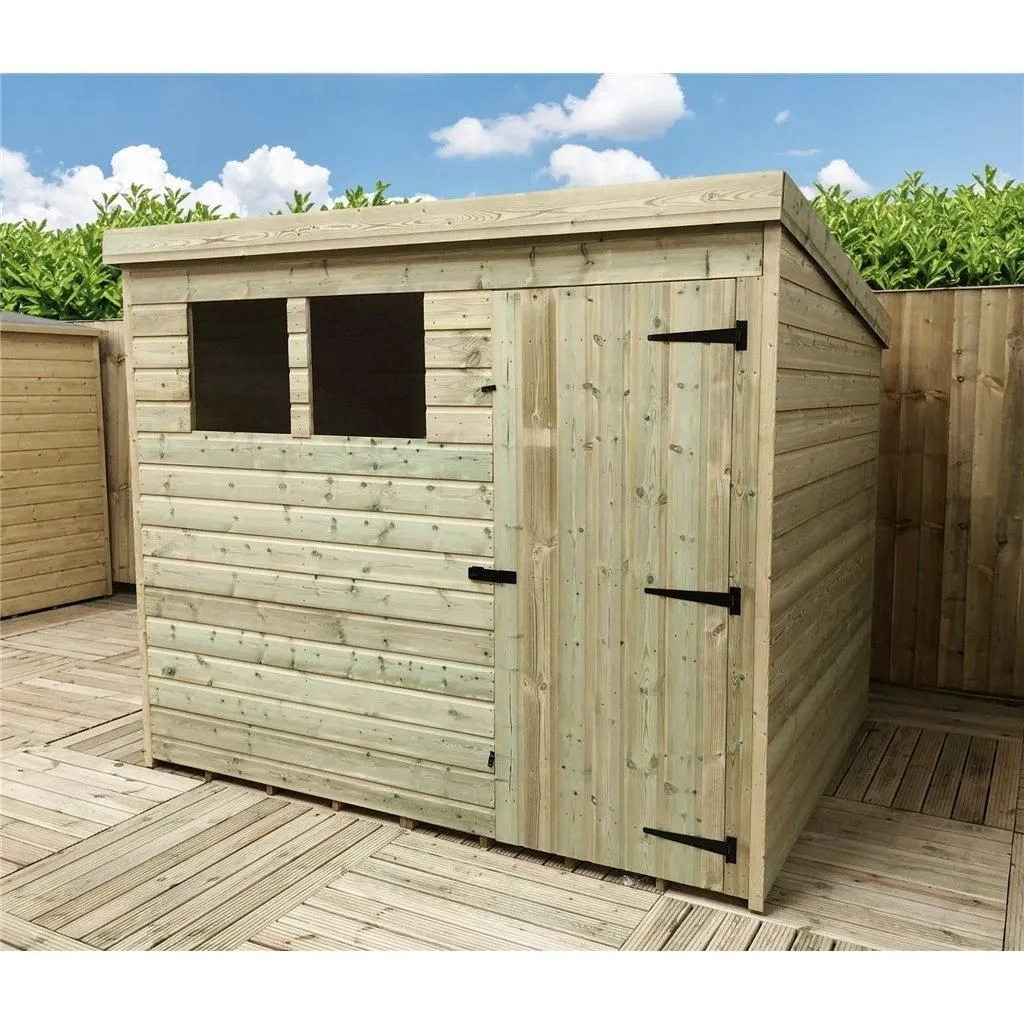 Marlborough 9 x 6 Pressure Treated Pent Garden Shed with Single Door in Natural 4