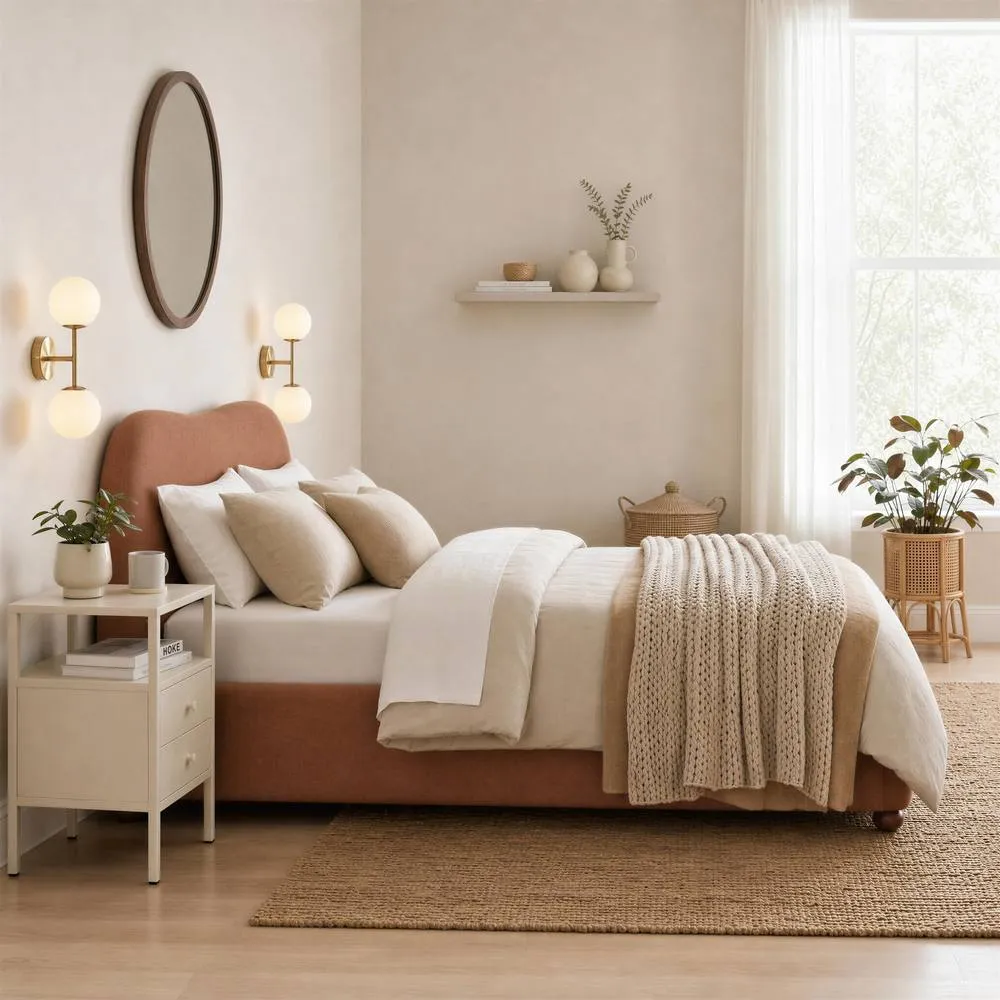 FurnitureboxUK Mabel Fabric Ottoman Bed Frame in Burnt Orange 4