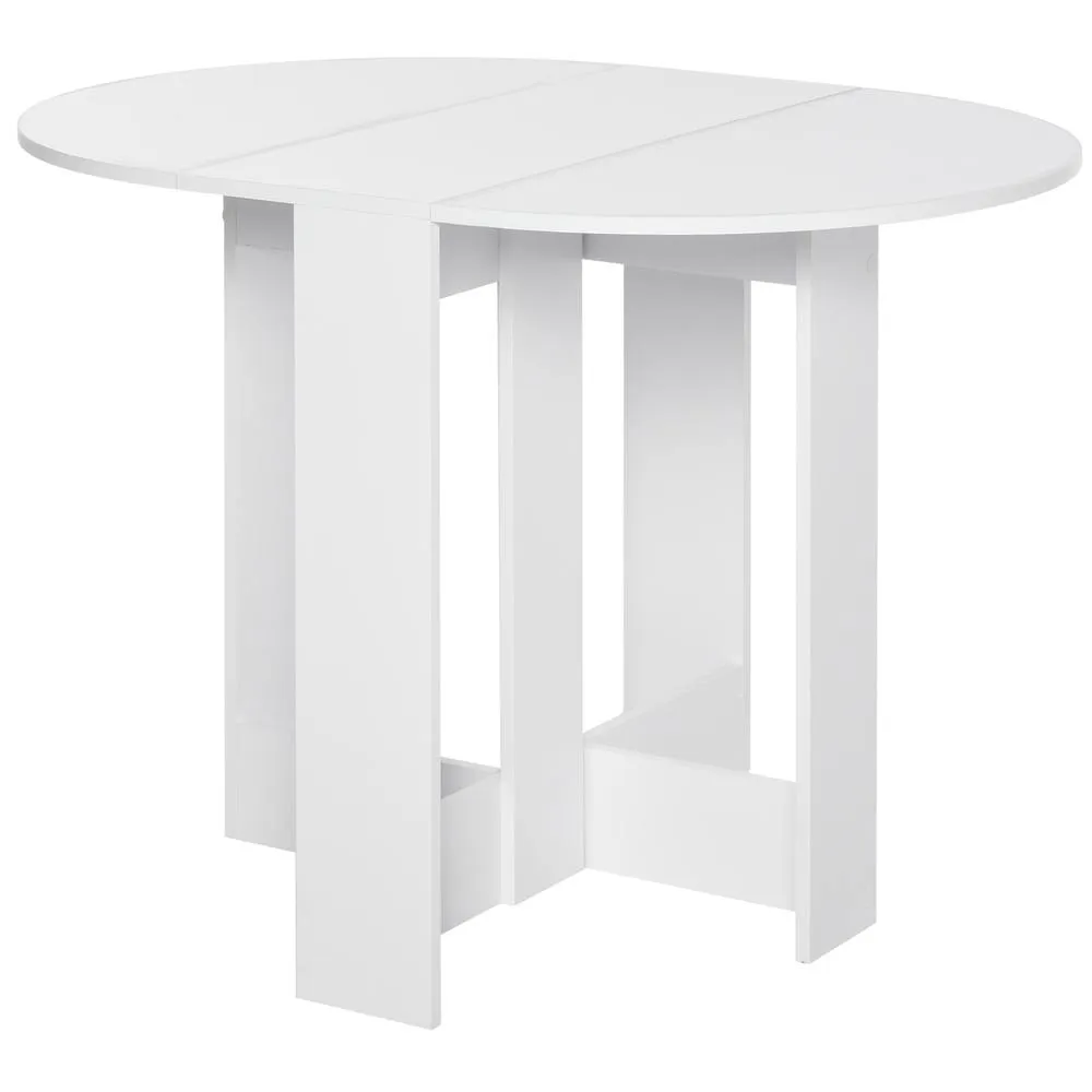 HOMCOM Folding Drop Leaf Dining Table Foldable Dinner Table in White