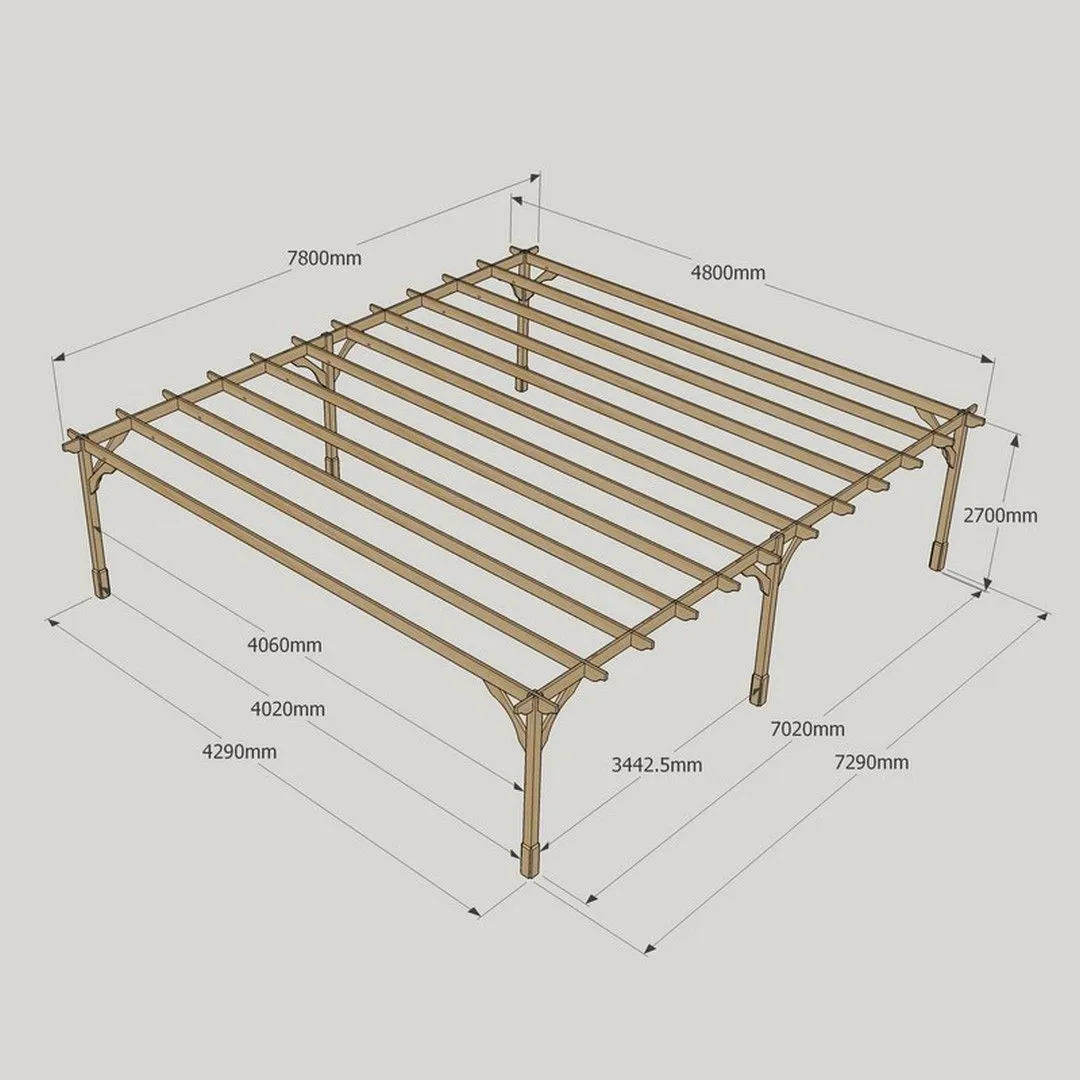 Rutland County Garden Furniture Ltd Premium Pergola 6 Posts - Wood - L480 x W780 x H270 cm - Light Green in Brown 4