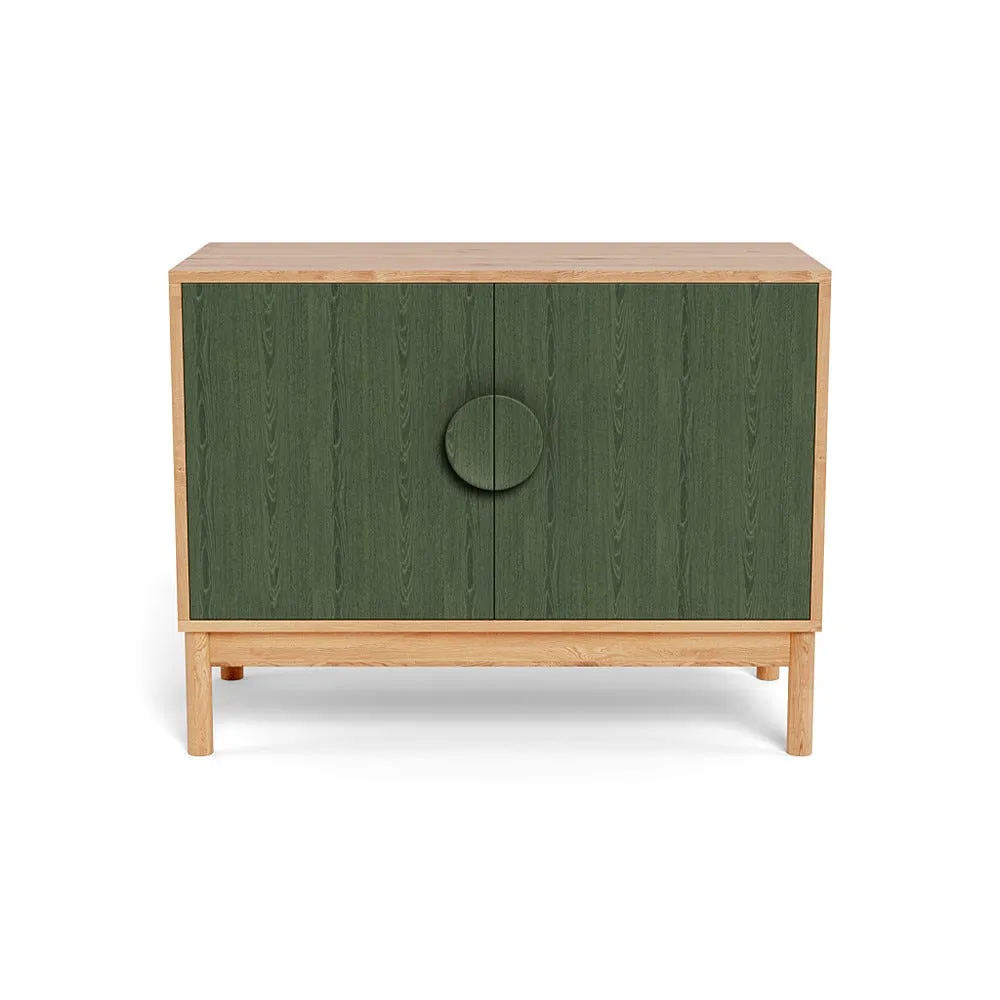 Heal's Tinta Small Sideboard Natural Oak Carcass with Green Stain Doors 1
