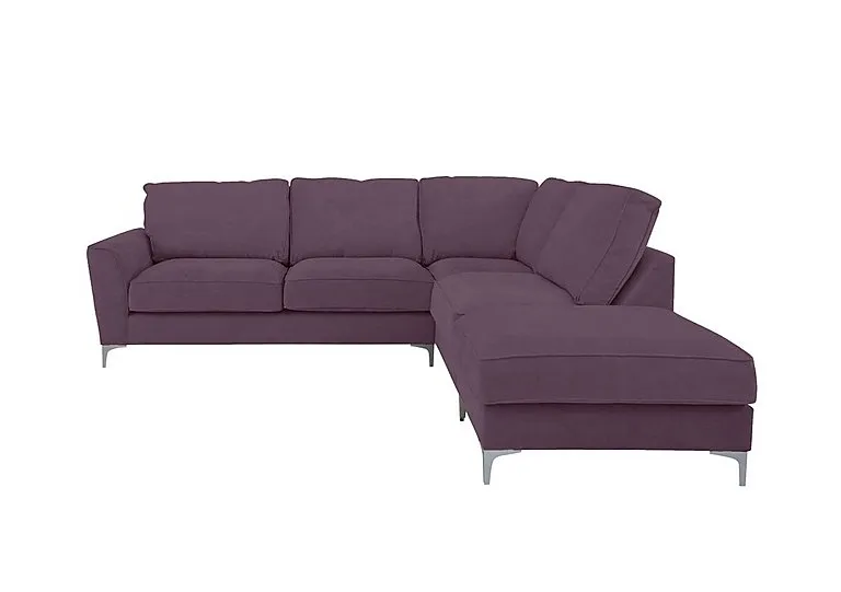 Legend Classic Back Fabric Right Hand Facing Corner Sofa with Chrome Feet - Cosmo Plum