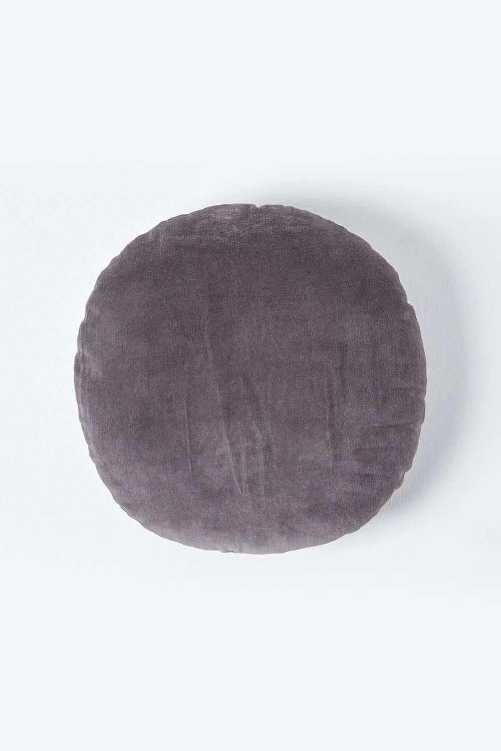 Homescapes Velvet Cushion, 40 cm Round in Dark Grey 1