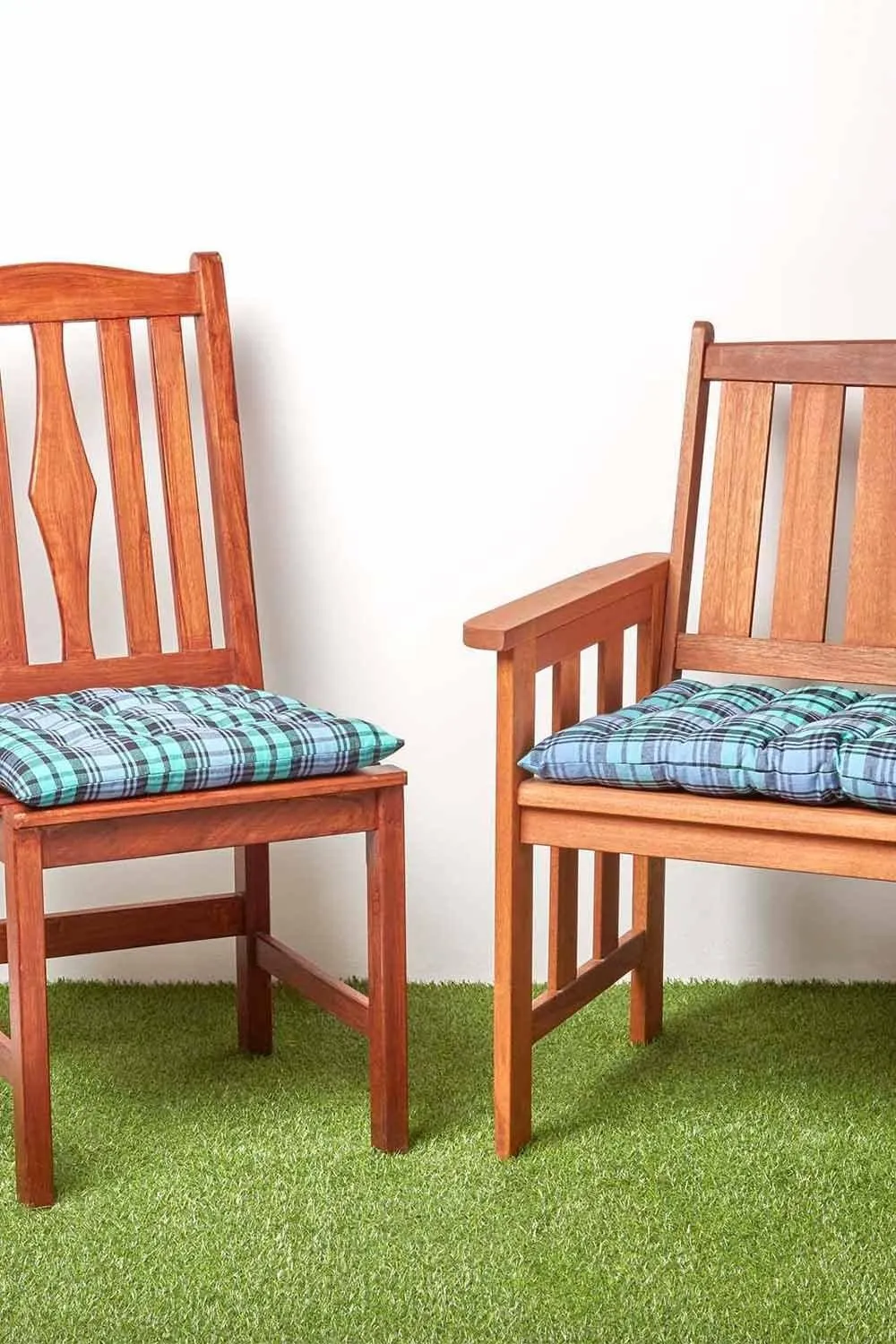 Homescapes Garden Bench Cushion Luxury 2 Seat Cotton Green Tartan Indoor Outdoor Pad 6