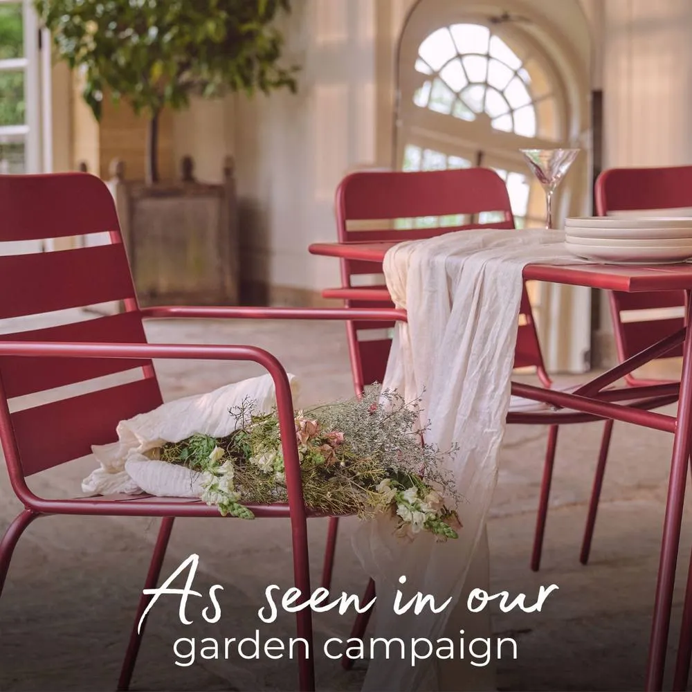 FurnitureboxUK Furniturebox UK Leros Metal 6 Seat Garden Dining Set in Red 2