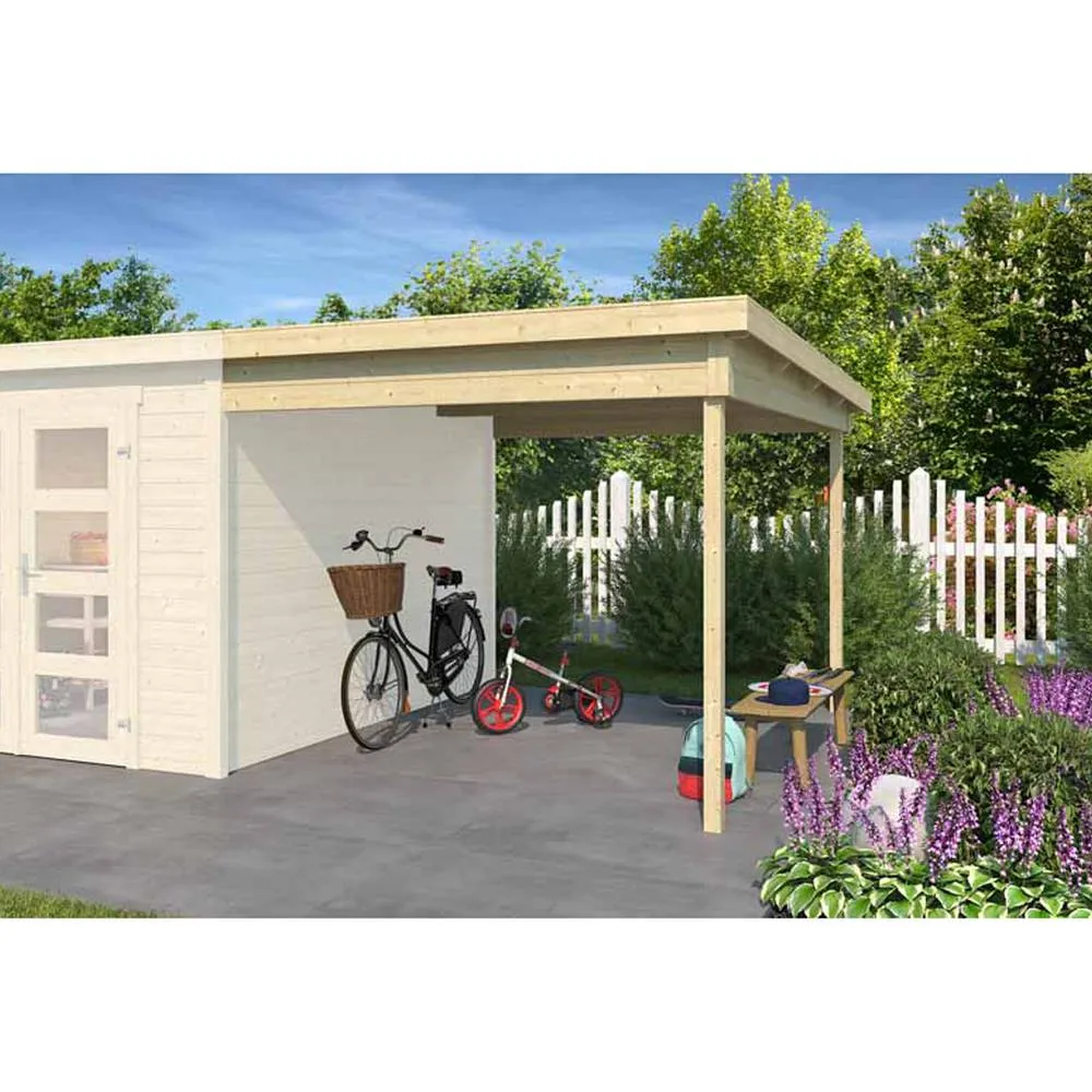 Lasita Maja Ltd Zambezi anbau 300x250-Log Cabin, Garden Room, Home Office - H211 cm in Light Tan