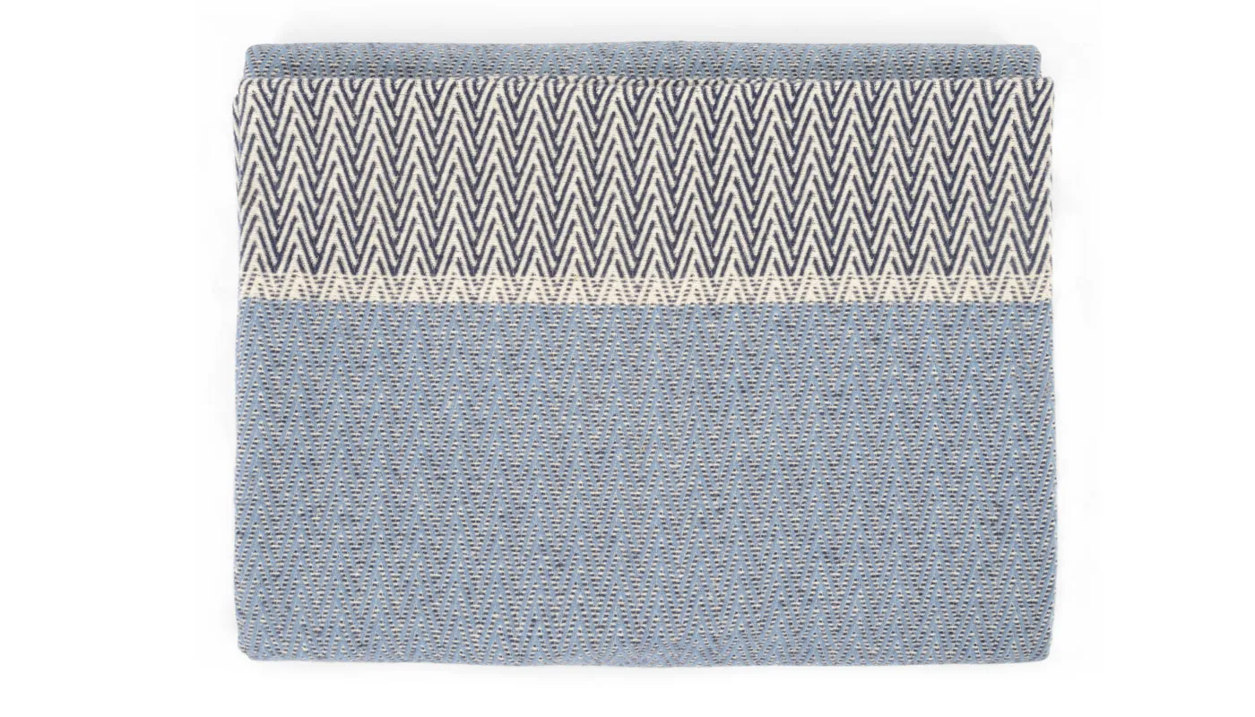 David Fussenegger Nova Herringbone Throw Blue