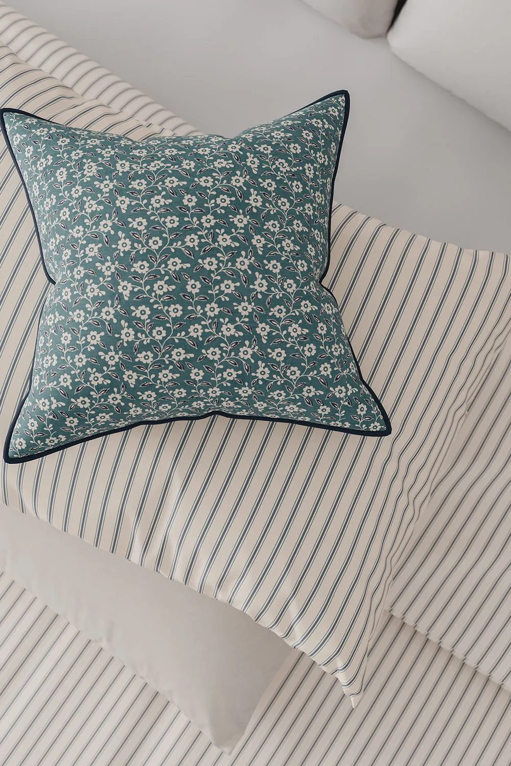 Helena Springfield 'Ticking Stripe' Cotton Duvet Cover Set in Teal 4
