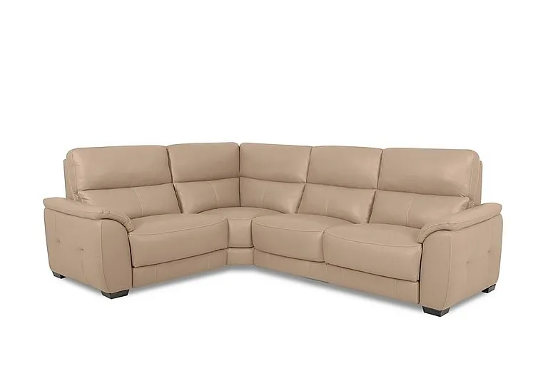 Saffron Small Leather Left Hand Facing Corner Sofa - BV Pebble