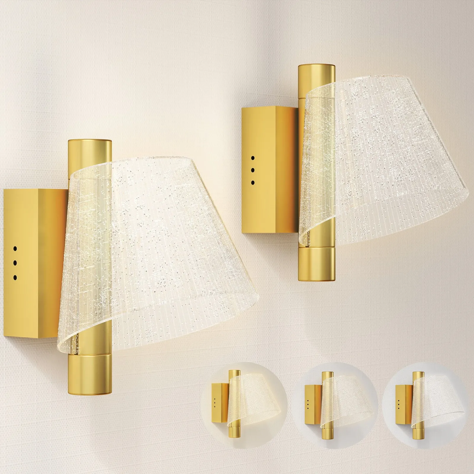 HOMCOM Led Wall Lamp 2 Pack, Modern Indoor Starry Wall Light in Gold 2