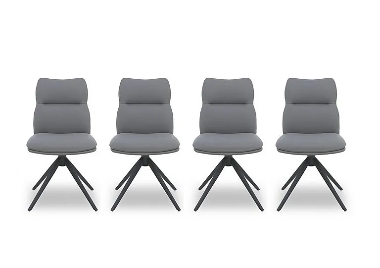 Quattro Set of 4 Swivel Dining Chairs - Stone