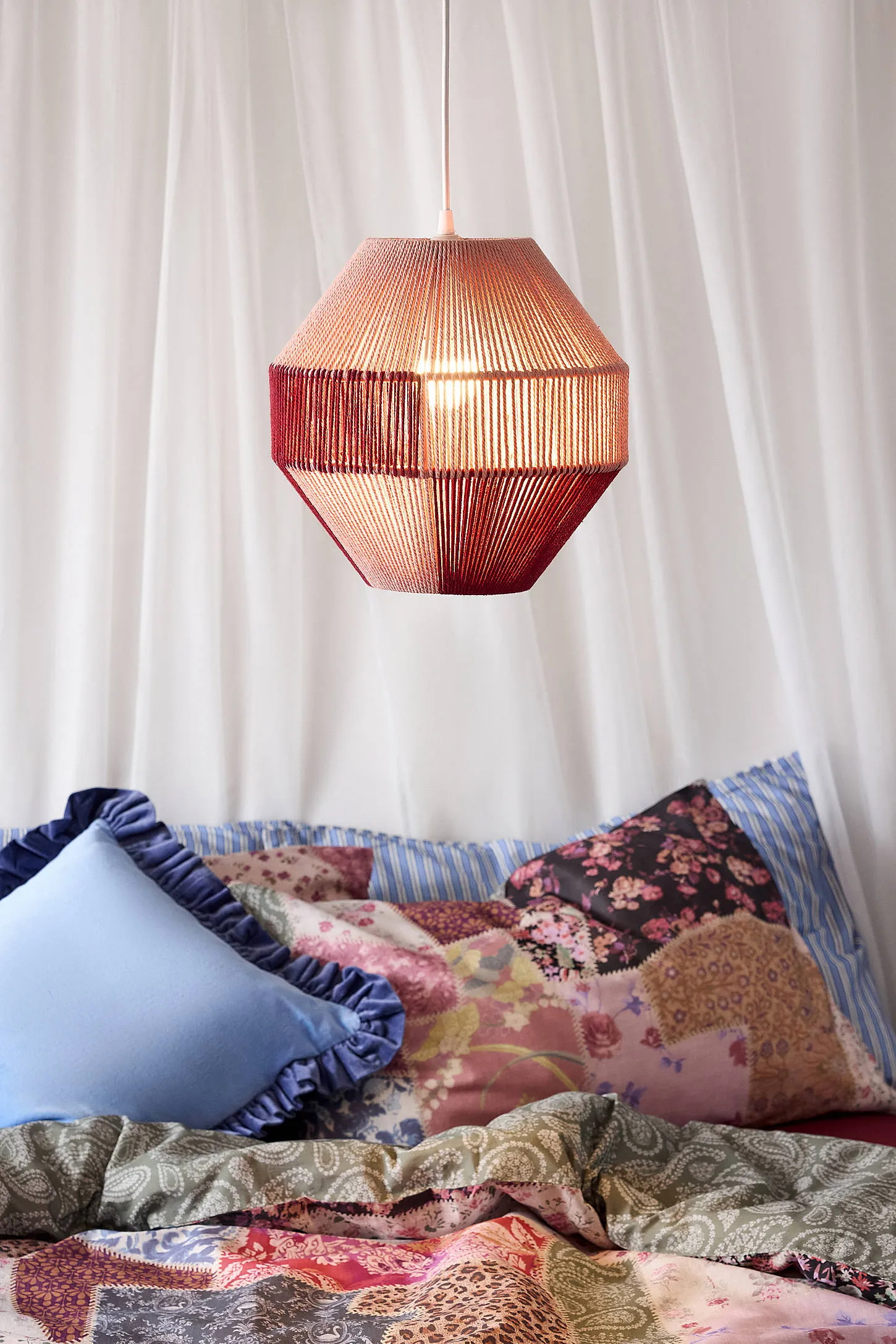 Octagon String Lamp Shade - Pink 2