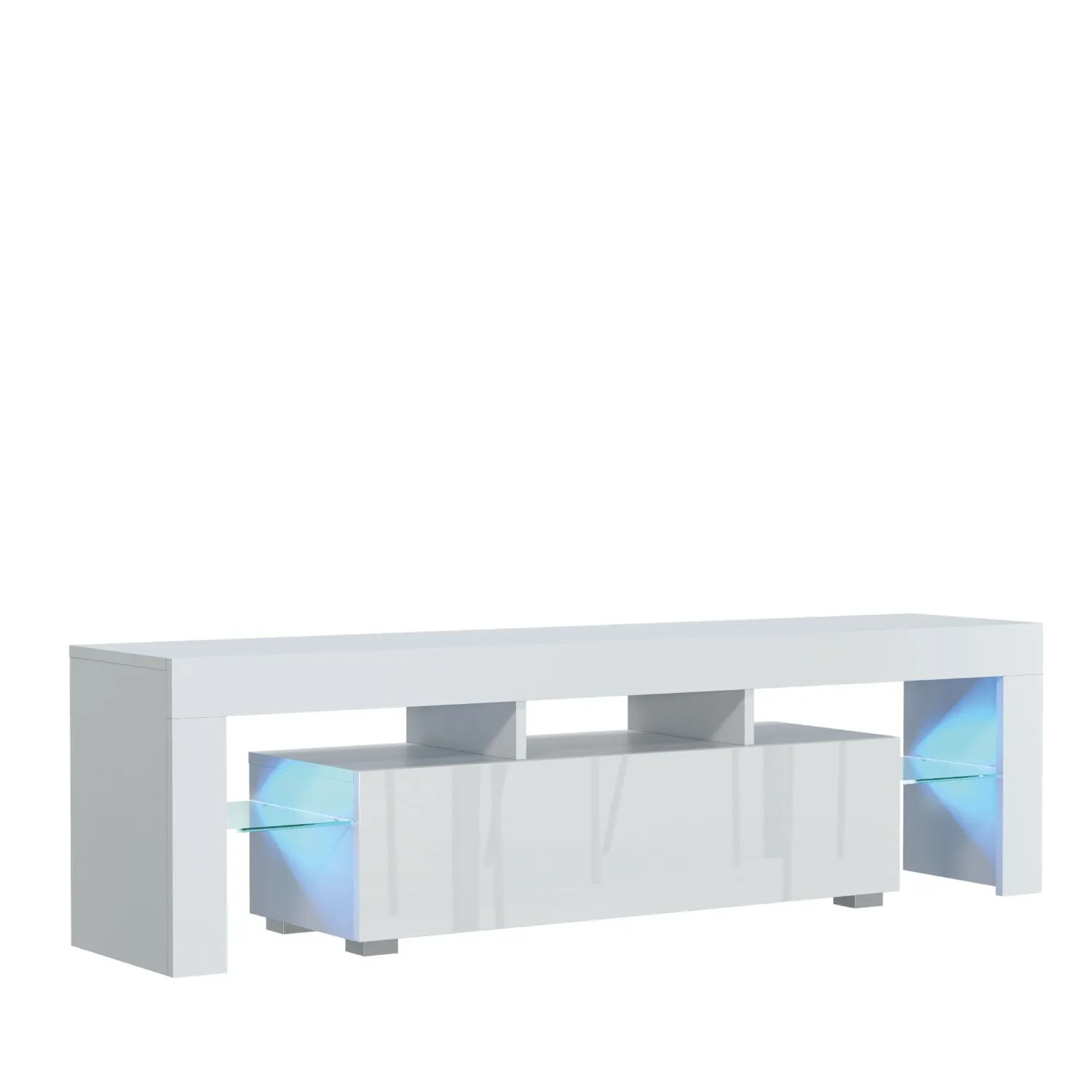 Creative Furniture Aria TV Unit 160cm White with High Gloss Doors & LED Lights 2