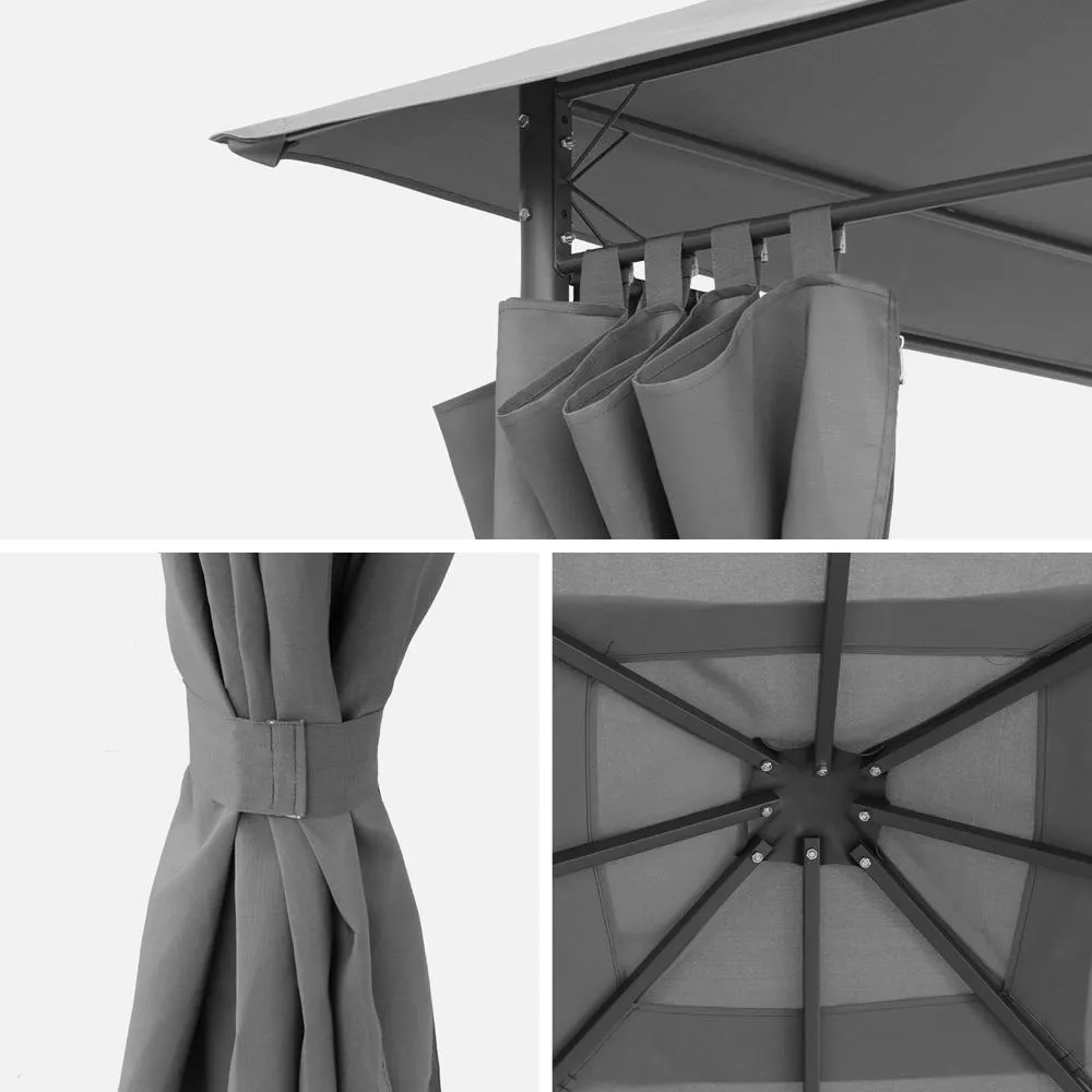 sweeek Heavy Duty 3x4m Gazebo With Curtains in Grey 4