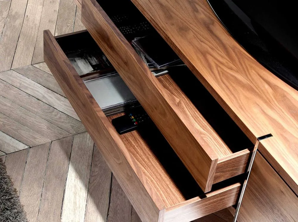 Angel Cerda Walnut TV Stand 180cm with Chrome Stainless Steel in Brown 6