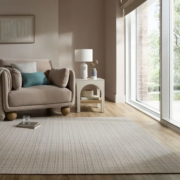 Woven Check Textured Washable Rug