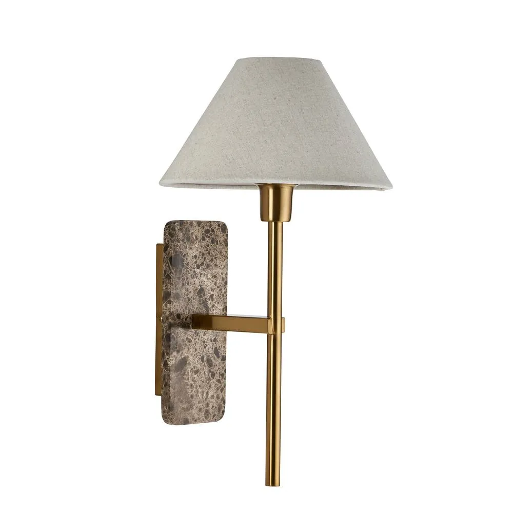 Netlighting Faro Wall Lamp Shade Brown & Vintage Brass Linen E14 6