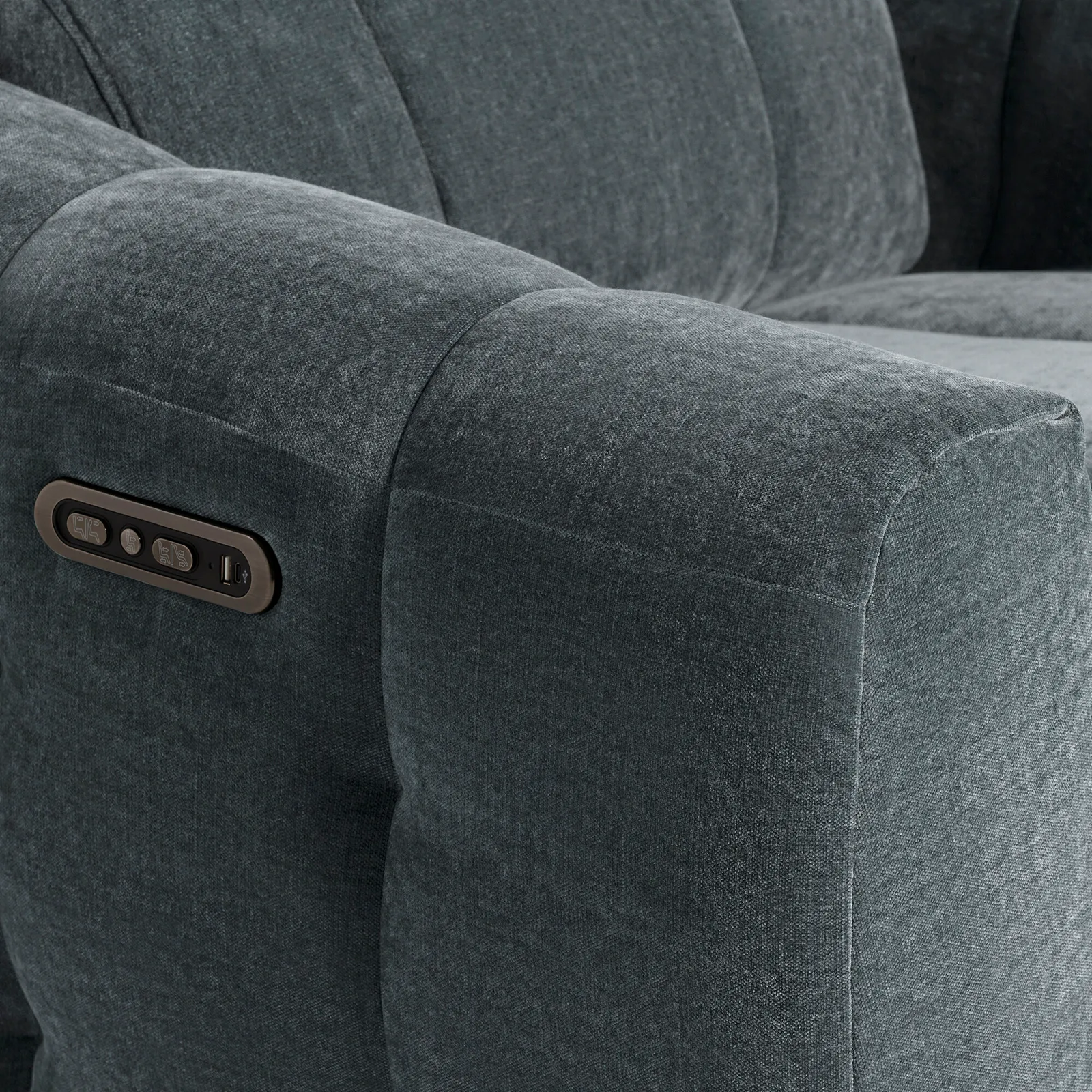 Montgomery Power Recliner Chair & Headrest, Grey Fabric | Barker & Stonehouse 3