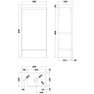 Halite Waterproof Matt Grey Vanity Unit with Basin - 400mm 2