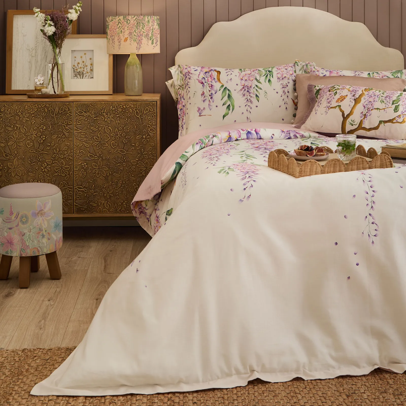 Voyage Maison Mariposa Oxford Edge 100% Cotton Duvet Cover Set in Purple 6