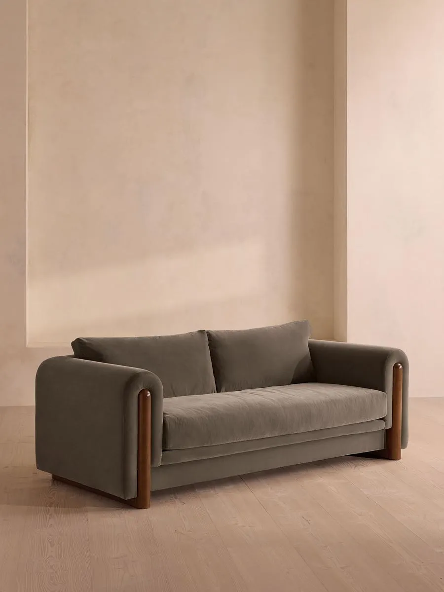 Farrell Three Seater Sofa, Velvet, Taupe