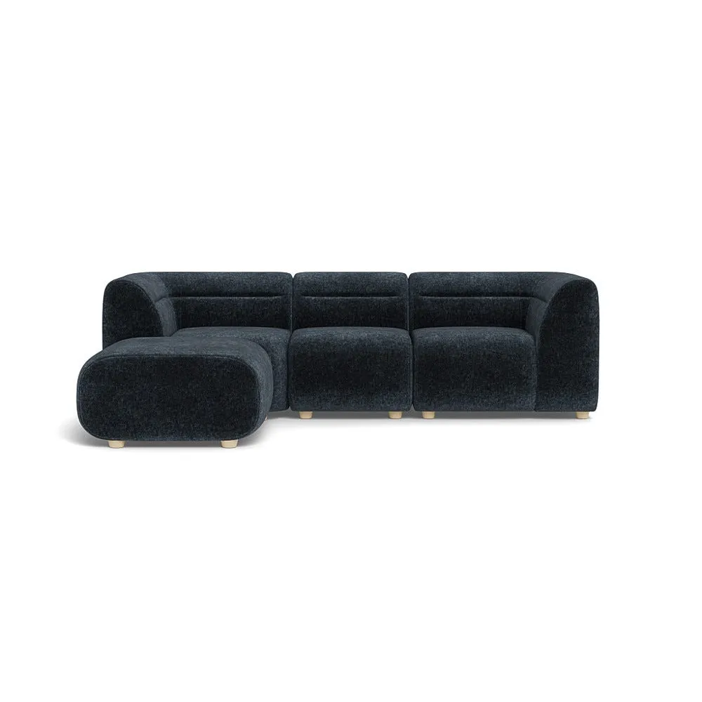 Heal's Lilli Left Hand Facing Compact Corner Sofa Boucle Velvet Space Natural Beech Feet 1