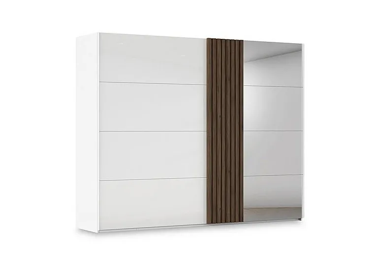 Estella 281cm 2 Door Glass Sliding Wardrobe with 1 Mirror Door - Alpine White - Bedroom Furniture - In Time for Christmas