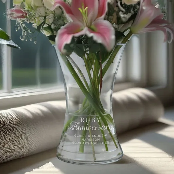 Personalised Ruby Anniversary Glass Vase 3