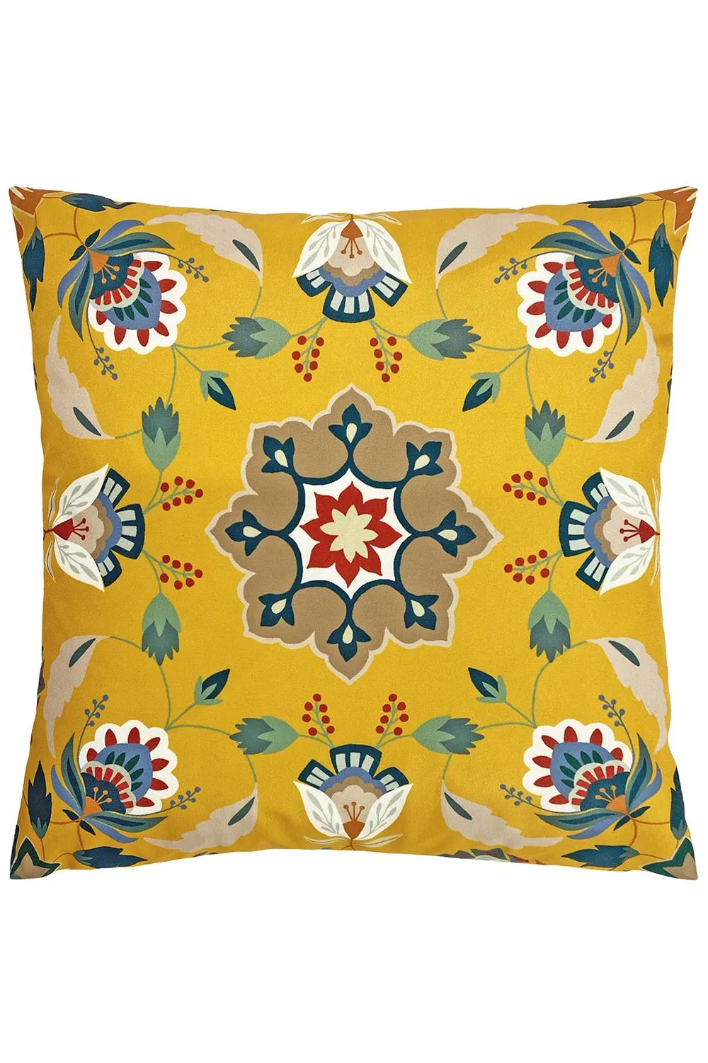 Furn Folk Flora Geometric Water & UV Resistant Outdoor Cushion in Yellow