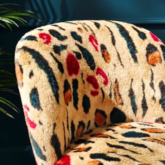 Elsie Leopard Brights Faux Fur Cocktail Chair 3