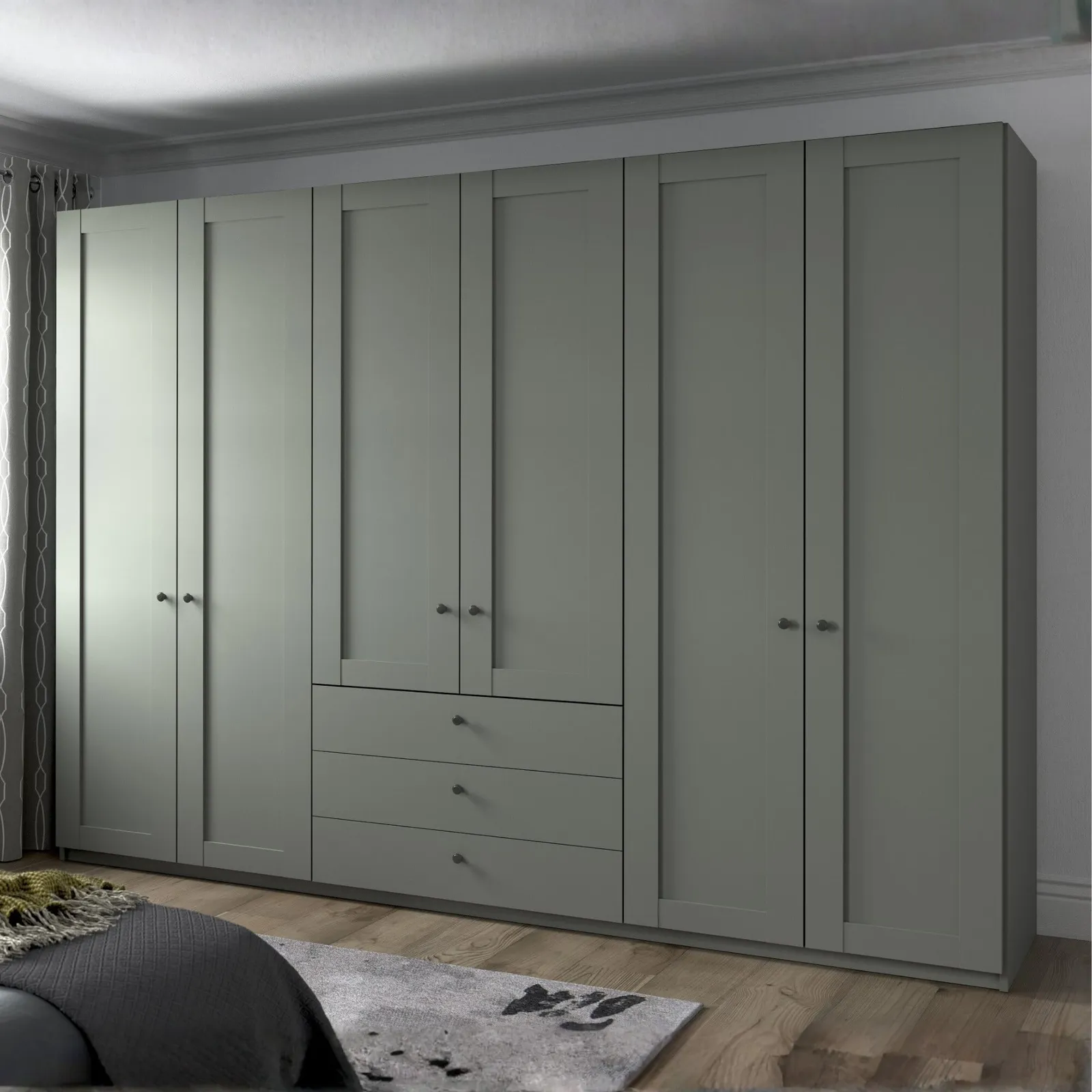 Varese 6 Door 3 Drawer Functional Unit 300Cm, Green | Barker & Stonehouse 2