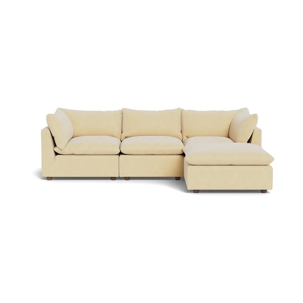 Heal's Astrid Right Hand Facing Corner Sofa Smart Luxe Velvet Biscuit Walnut Stained Beech Feet 1