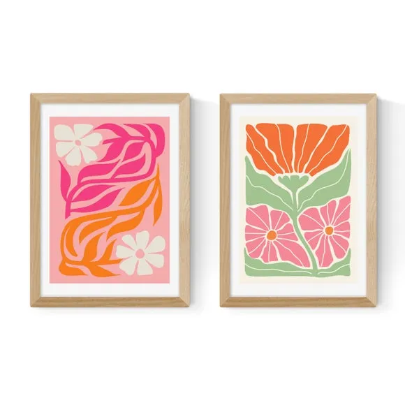 East End Prints Set of 2 Orange and Pink Botanicals by Luxe Poster Co Prints 2