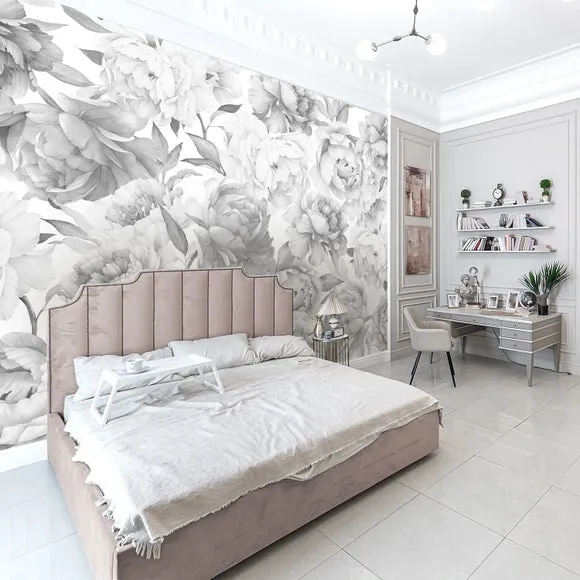 Tonal Peony Floral Wall Mural 3
