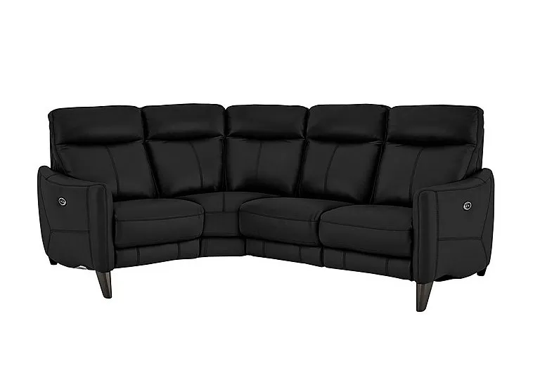 Compact Collection Petit Leather Left Hand Facing Corner Sofa - Classic Black