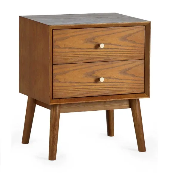 Return - Lowry 2 Drawer Bedside Table, Dark Wood 2