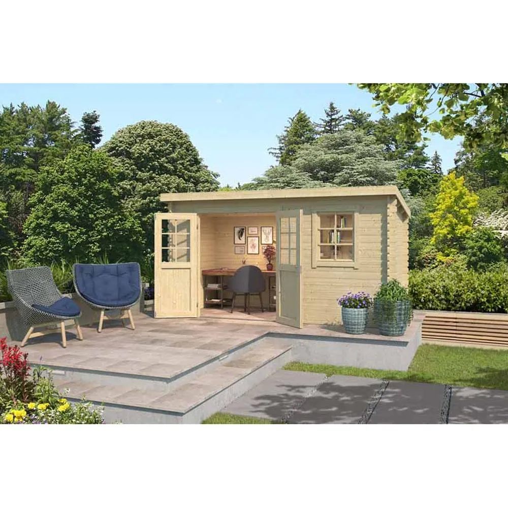Lasita Maja Ltd Amira 175-Log Cabin, Garden Room, Home Office - L400xW231.1xH210.9 cm in Light Tan
