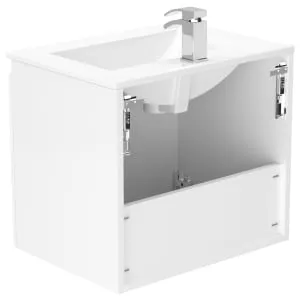 Newland White Slimline Basin Suspended Double Door Unit - 600mm 2