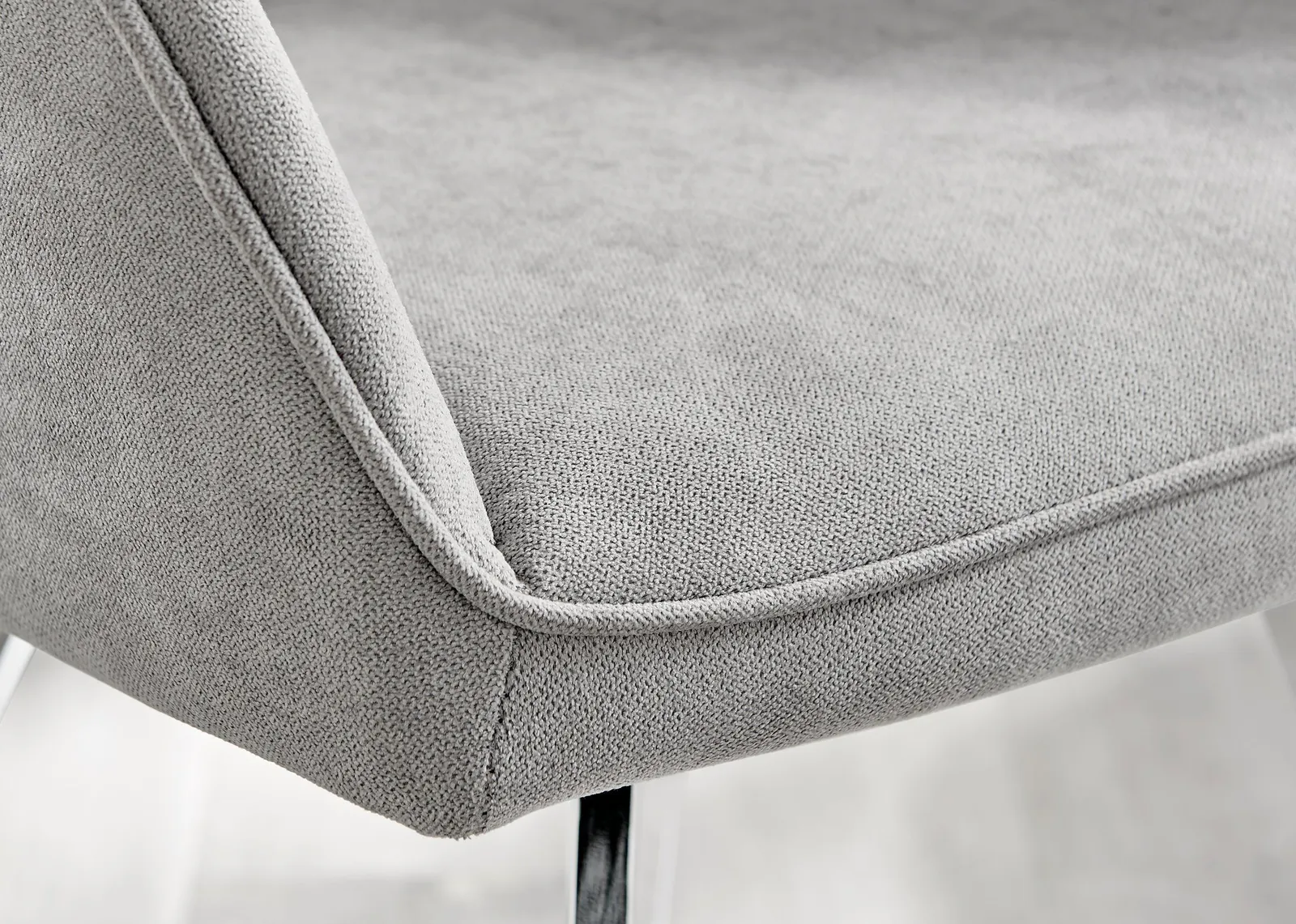 FurnitureboxUK Set of 2 Falun Deep Padded Dining Chairs Upholstered in Soft & Durable Fabric With Silver Chrome Legs in Light Grey 4