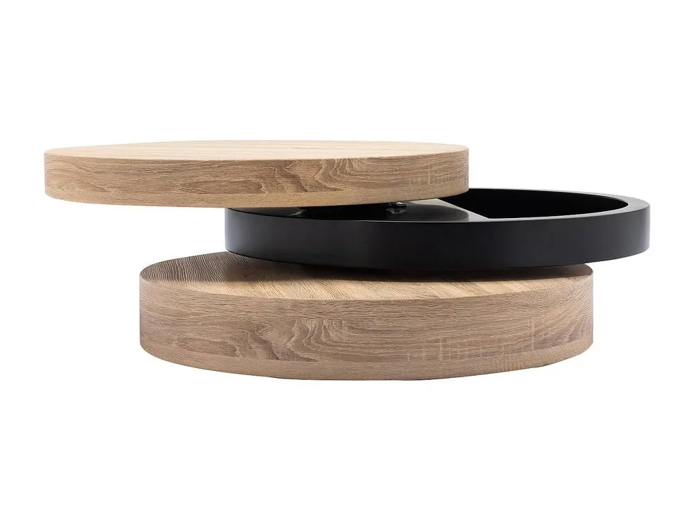 Vente-unique Round Swivelling Coffee Table With 1 MDF Compartment - Black & Light 6