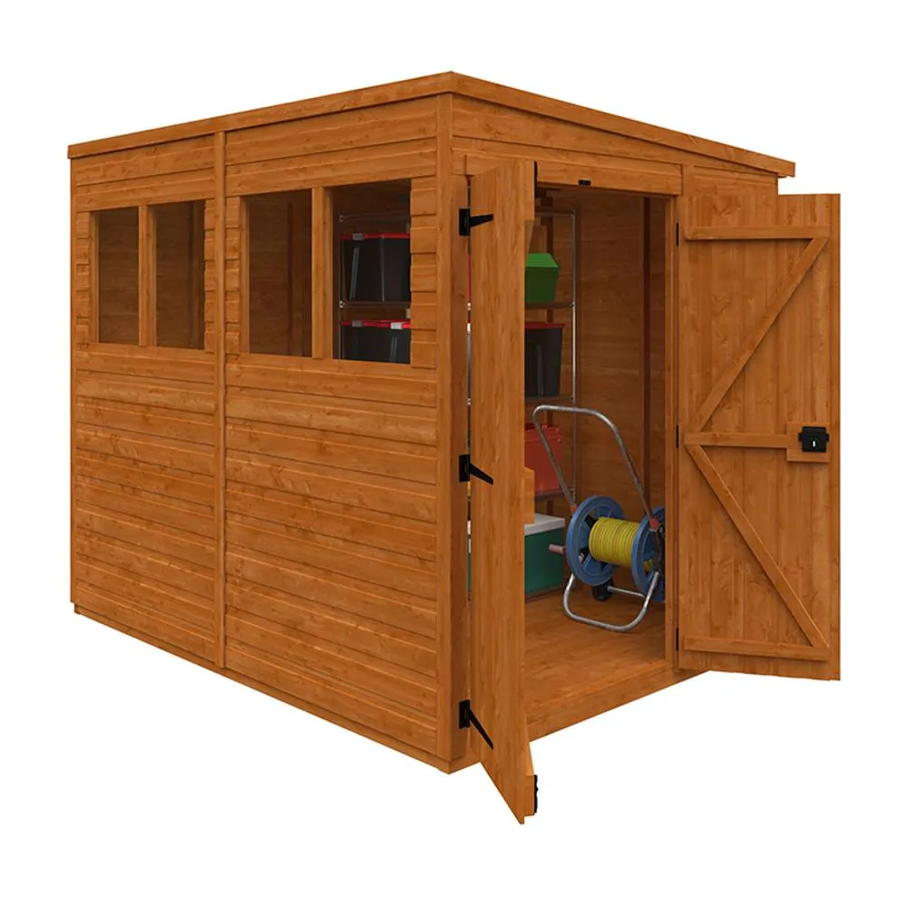 Buttercup Farm 8x6 Flex Pent Double Door 12mm Flex - L238.8 x W175 x H203 cm in Burnt Orange 2