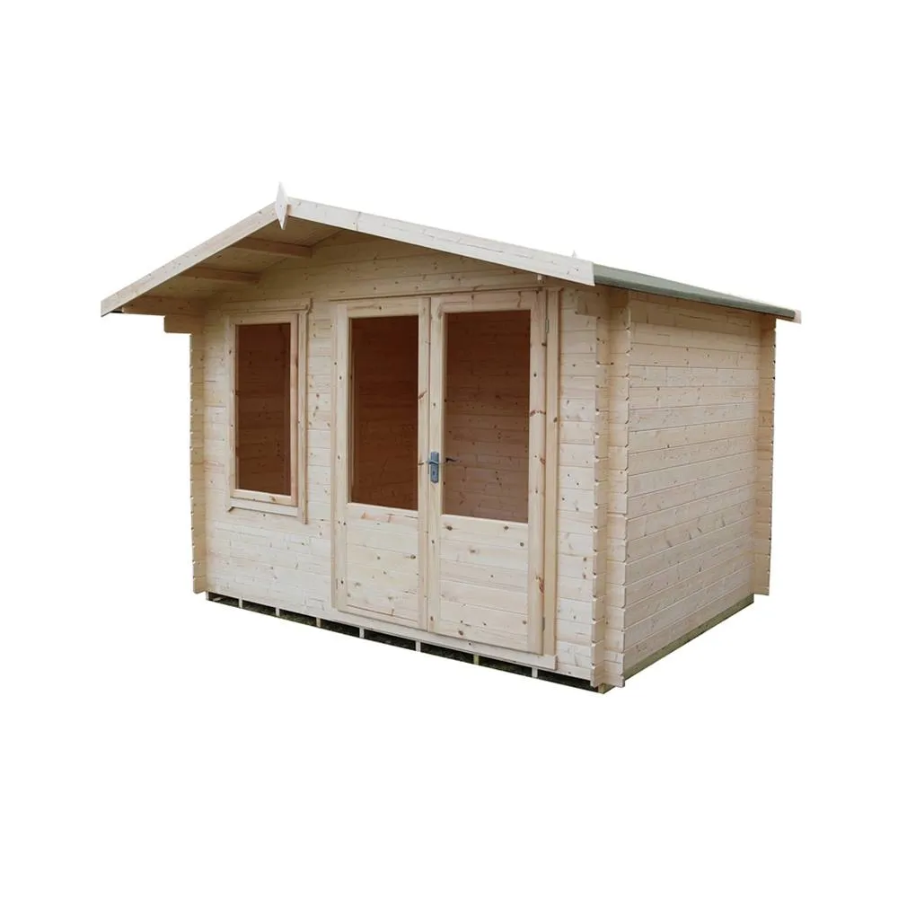 Shires Berryfield Log Cabin Home Office Garden Room Approx 11 x 10 Feet in Brown