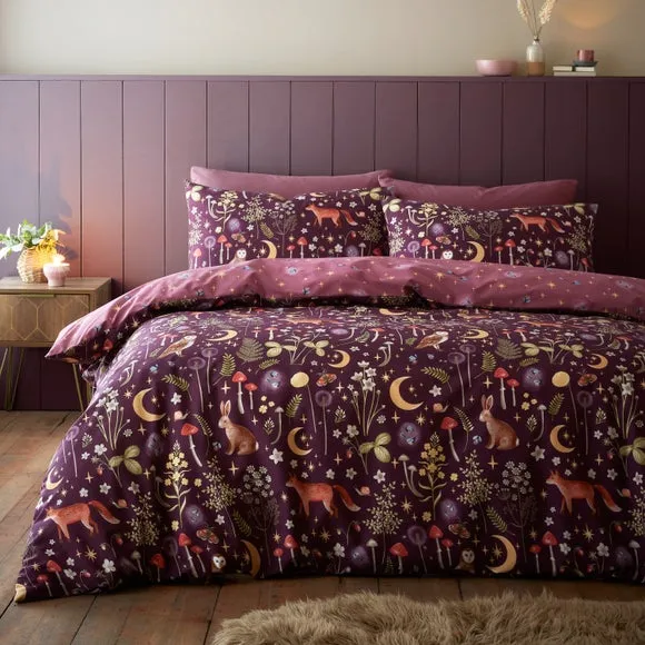 Catherine Lansfield Enchanted Twilight Animals Reversible Duvet Cover & Pillowcase Set 2