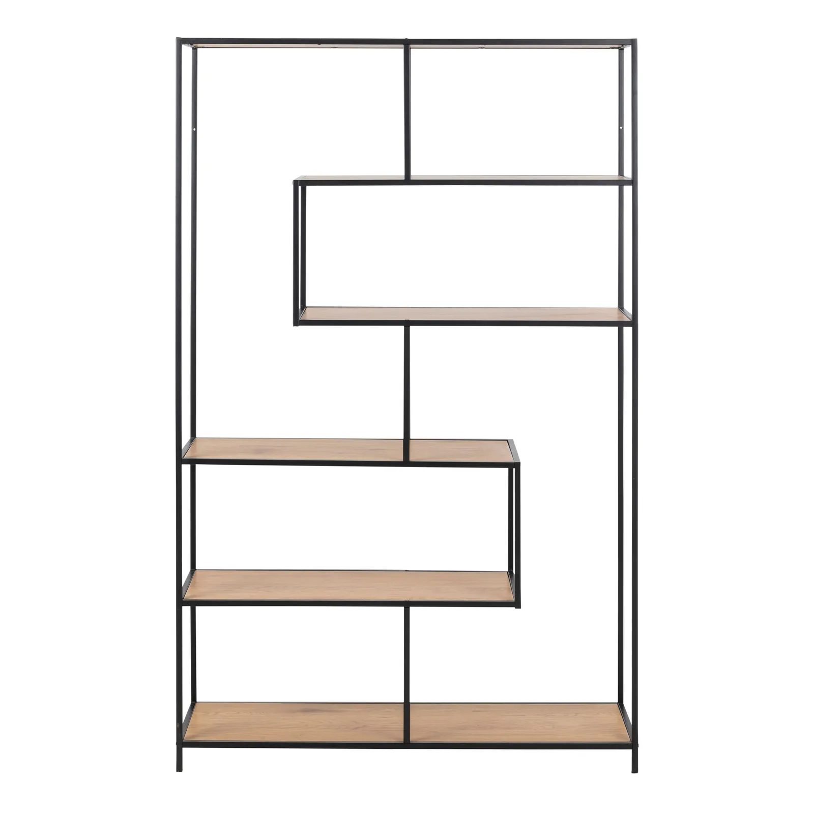 Furniture To Go Seaford Wide Black Metal Bookcase with 4 Black Oak Shelves 2