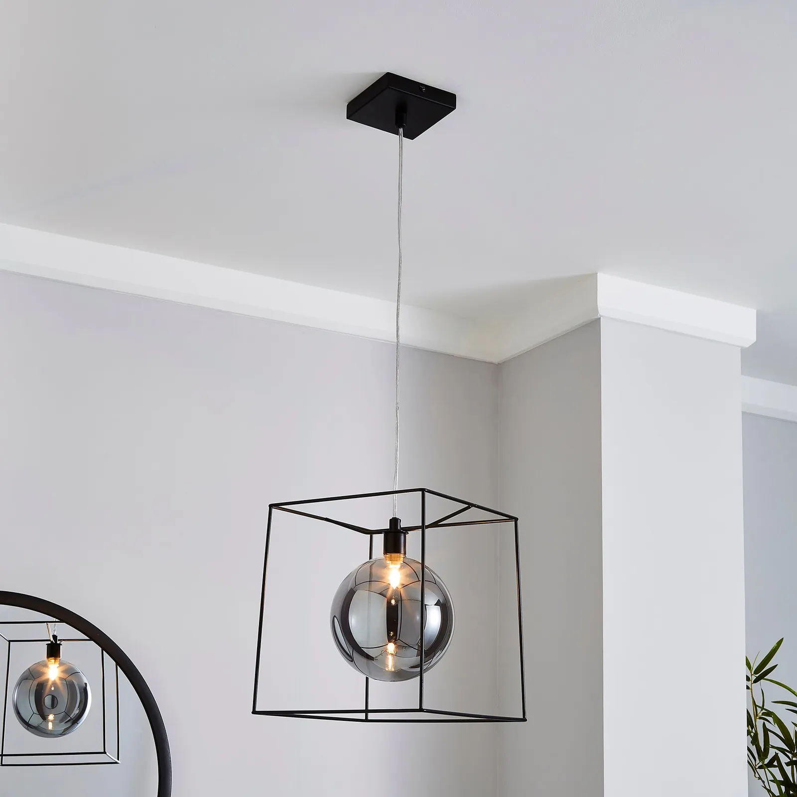 Elena Glass Pendant Ceiling Fitting Black