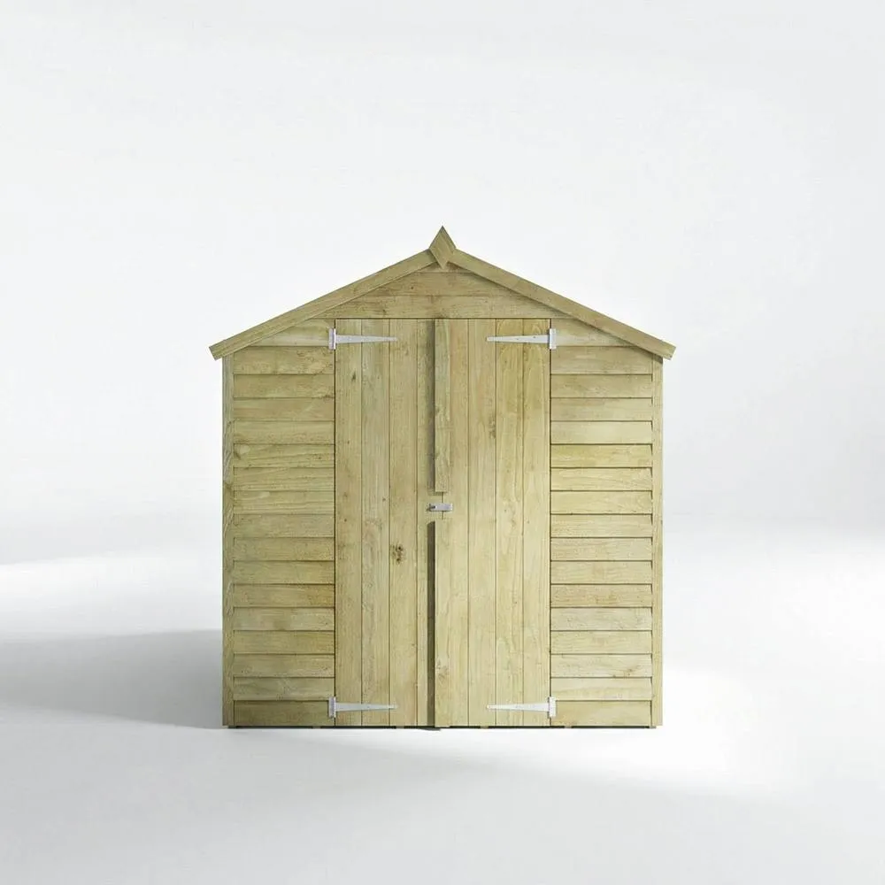 Mercia 8 x 6 Feet Double Door Overlap Apex Shed - L240.4 x W190.5 x H198.6 cm in Light Tan 3